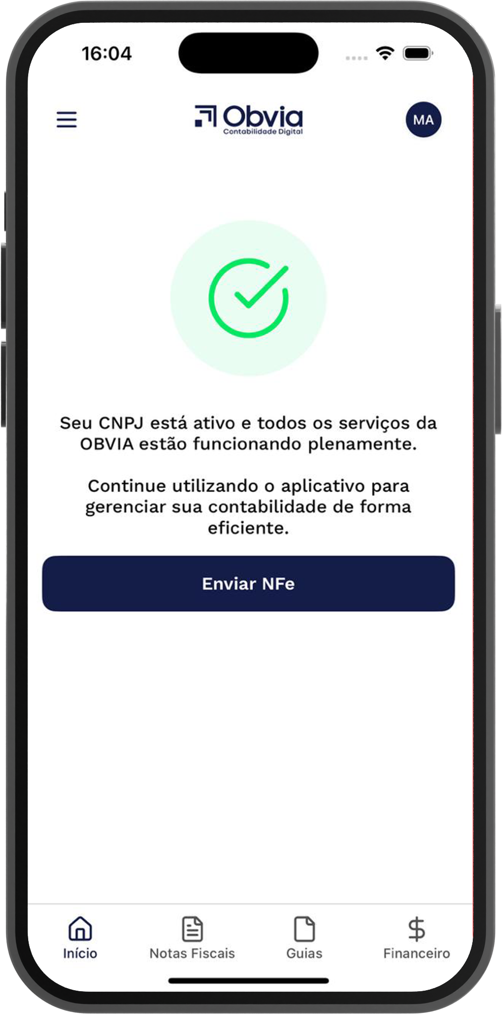 App interface on mobile phone